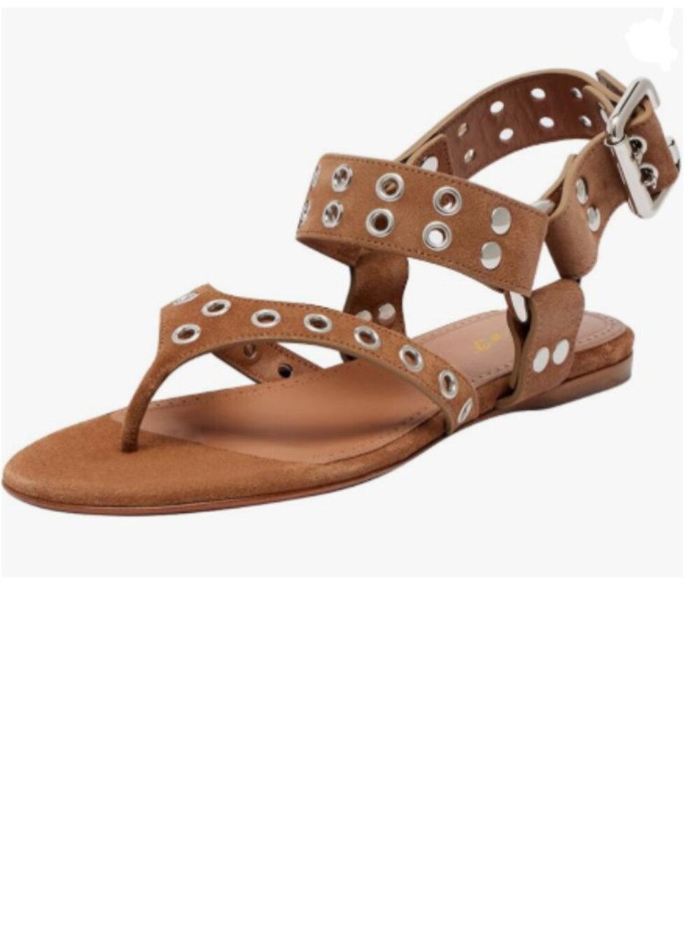 FOWT Brown Round Clip Toe Studded Fisherman Adjustable Ankle Strap Thong Sandals